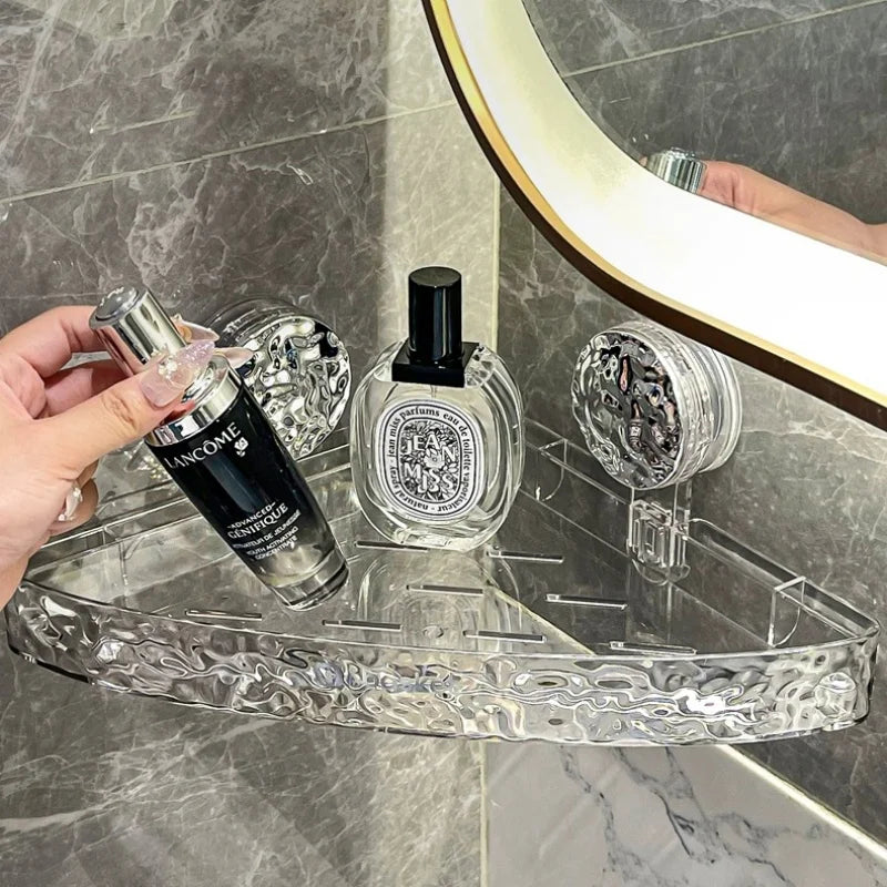 Bathroom Shelf Wall Mount Corner Shower Shelf Suction Cup Shampoo Storage Holder Shower Caddy No Drilling Bathroom Organizer