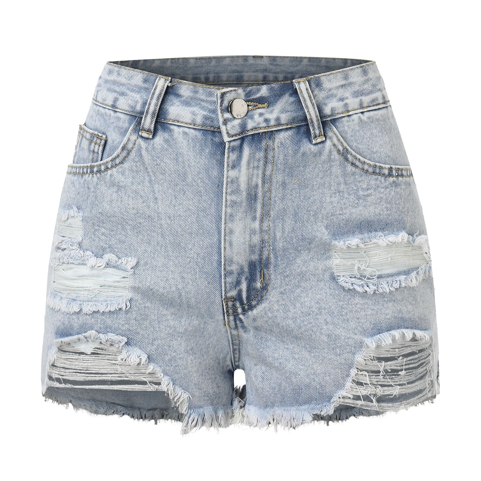 Women'S jeans shorts Casual Summer Fashion Ripped Jeans pants with holes washed color High-Waisted Fashion Denim Shorts 2024