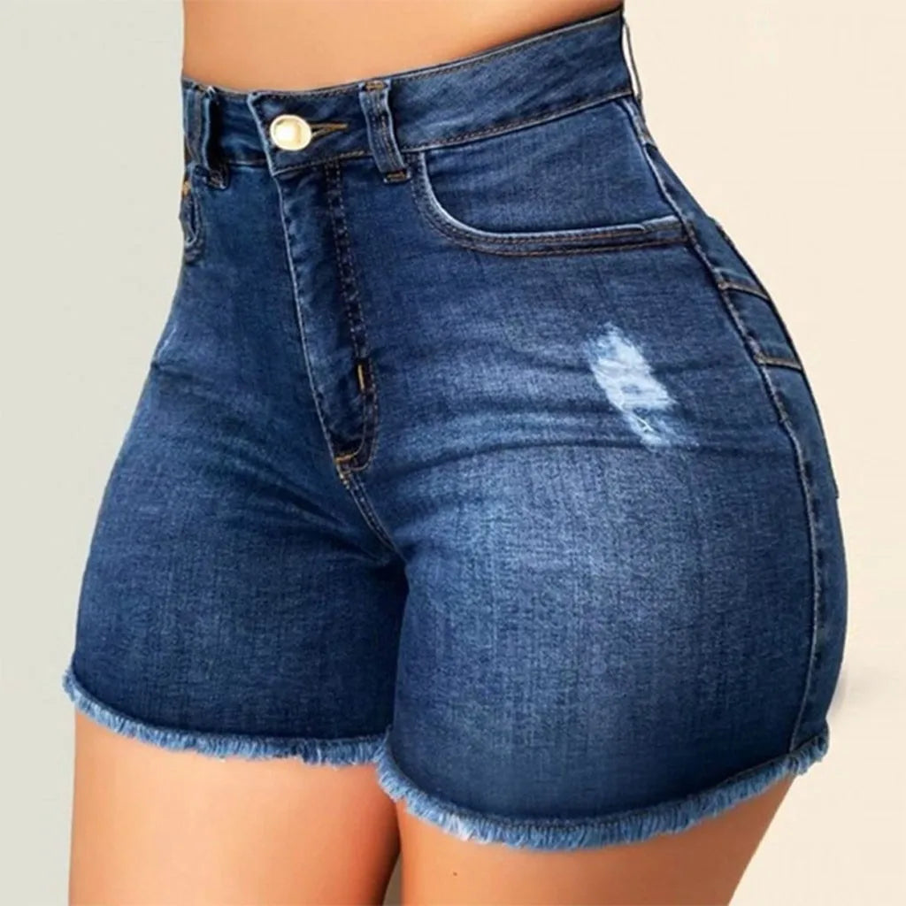 New In Summer Womens Jeans Shorts Jeans Short Length High Waisted Broken Denim Shorts Ripped Jeans High Waisted Hotpant Shorts