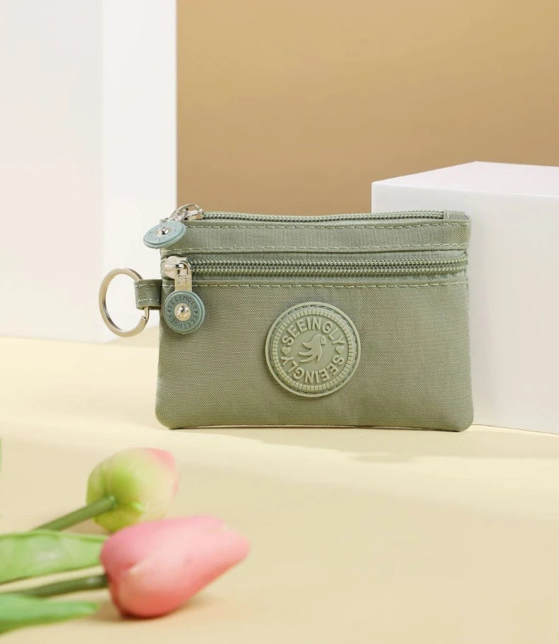 Fashion Small Canvas Coin Purses for Kids with Card Holder and Earphone Pocket Students Bus ID Credit Card Holder Storage Bags