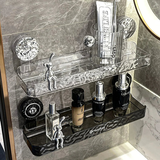 Bathroom Shelf Wall Mount Corner Shower Shelf Suction Cup Shampoo Storage Holder Shower Caddy No Drilling Bathroom Organizer
